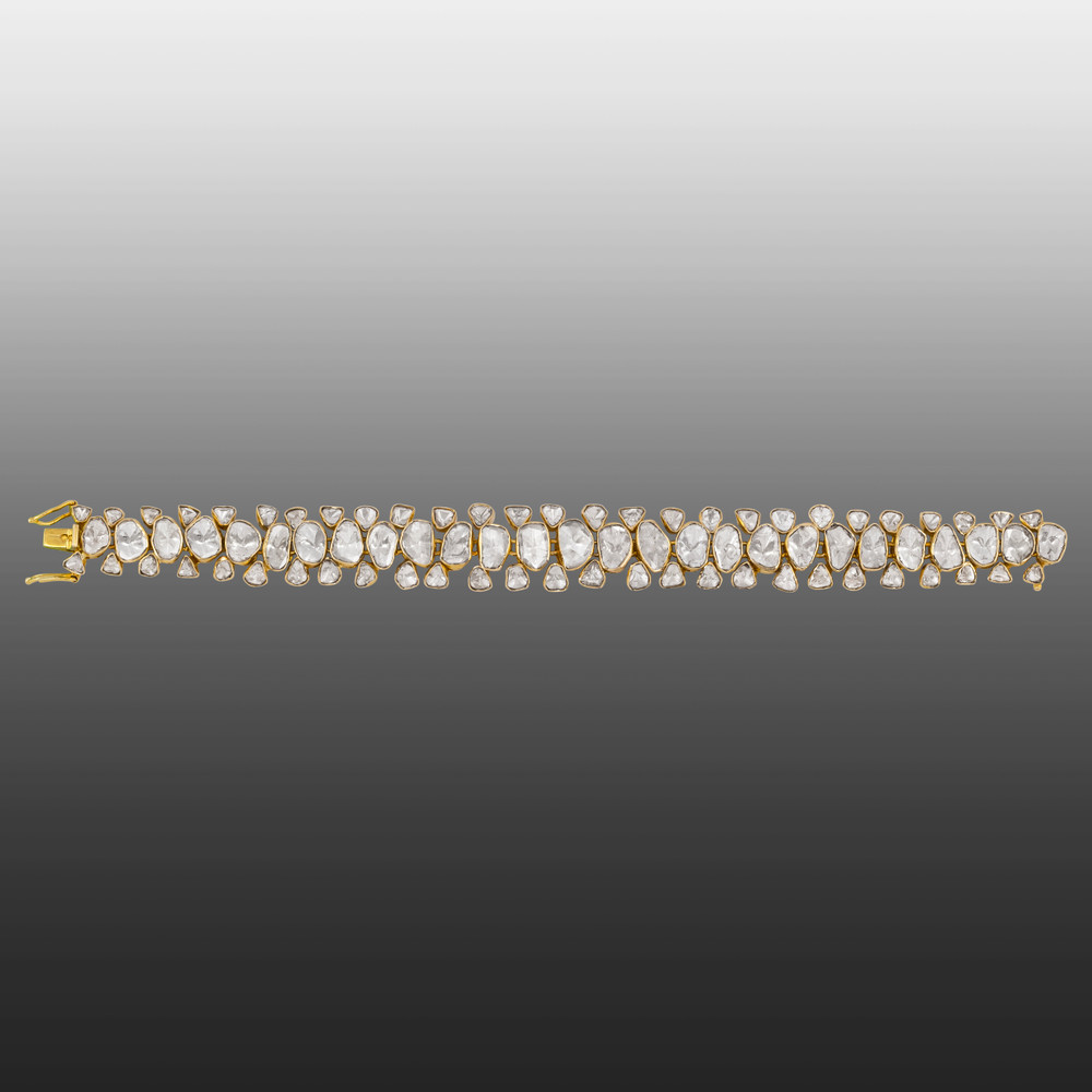 Flexible Linear Polki Bracelet in Open Setting